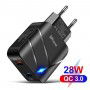 DrPhone HALOXII - 28W Thuislader - USB 3.0 Qualcom 3.0 Quick Charge & 2.1A met indicator licht - Adapter - Snel Lader– Zwart