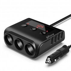 Dr. Phone-DrPhone CAR6 Sigarettenaansteker Adapter - 3 Auto Stopcontact Auto Oplader -100W + 4 USB Poorten 2.4A & LED Digitale Display€ 39,95€ 33,02DrPhoneAutoladers8720118060346