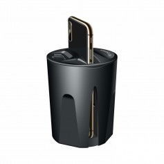 DrPhone SCION-X2 – Qi Draadloze Auto Oplader – 15W – Auto Beker/Kophouder– USB & USB-C Output 2A - Zwart