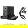 DrPhone WL7 - 4-poorten Multipoort Oplader - 48W - USB-laadstation + Standhouder – Qualcom 3.0 & USB-C –Lader – Zwart