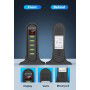 DrPhone SmartC10 5 Poorten Laadstation USB 2.4A HUB - Lader met Digitale LED Display - 4A(MAX) output - Met Standhouder - Zwart