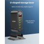 DrPhone SmartC10 5 Poorten Laadstation USB 2.4A HUB - Lader met Digitale LED Display - 4A(MAX) output - Met Standhouder - Zwart