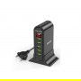 DrPhone SmartC10 5 Poorten Laadstation USB 2.4A HUB - Lader met Digitale LED Display - 4A(MAX) output - Met Standhouder - Zwart