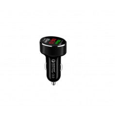 DrPhone QC2 PRO Autolader - Qualcomm 3.0A + 2.4A Auto oplader - Snellader - Dubbele USB Ingang met LED Display- Zwart