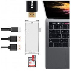 Dr. Phone-DrPhone 6-in-1 Type-C Hub - USB-C Thunderbolt3 (40 Gb) /USB-C(5 Gb) naar 4K HDMI, 2 x 3.0-USB/SD/Micro SD/PD - Zilver€ 39,95€ 33,02DrPhoneHub / Adapter8720118042656