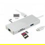 DrPhone Premium 7 in 1 - Type-C Hub- HDMI Adapter 2K + Ethernet RJ45 100Mbps + USB 3.0/USB2.0/PD/MicroSD/Thunderbolt 3