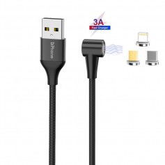 Dr. Phone-DrPhone Pro Series - 3 in 1 Magnetische 90° Lightning/Micro USB/ USB oplaadkabel - 3A MAX – 2 Meter Zwart€ 16,95€ 14,01DrPhoneTelefoniekabel