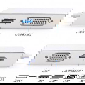 Dr. Phone-DrPhone DDH2 - 4 in 1 – Adapter Hub voor Laptop / Smartphone / Tablet - USB-C naar VGA + 4K DVI + 4K HDMI & USB – Zilver€ 29,95€ 24,75Hub / Adapter8720118008041