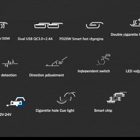 Dr. Phone-DrPhone CAR10 Multi Autolader 150W - Sigarettenaansteker - QC3.0 + 2.4A - 2 Sockets met Type C PD 20W -12V / 24V met LED Display€ 39,95€ 33,02DrPhoneAutoladers8720118013786