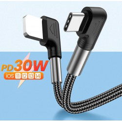 Dr. Phone-DrPhone D11 USB C naar lightning -PD 30W – Dubbele Haaks 90 Graden - Nylon Gevlochten Kabel & Data – 0,5M€ 14,95€ 12,36DrPhoneTelefoniekabel