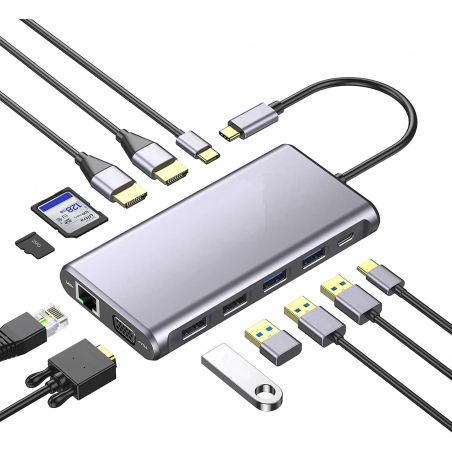 Dr. Phone-DrPhone MD1 12 in 1 Multipoort USB C HUB 4K - 3 Schermen - Dockingstation + VGA€ 99,95€ 82,60DrPhoneHub / Adapter8720118903452