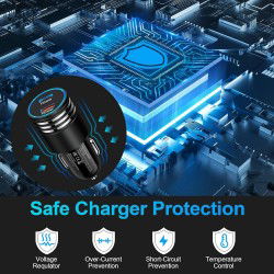 DrPhone Invisible5 Dubbele USB C Autolader 60W 2-poorts PD 3.0 Opladen - 12/24V – Universeel