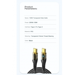 Dr. Phone-DrPhone WDC3 USB C naar USB C – Nylon PD Super Snel Laden - Oplaadkabel – 100W - 480 Mbps – Snel Laden + Data Sync - LED - 0.3M€ 11,95€ 9,88Kabel & Lader8720118629840